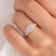 Lab Grown Diamond Pave Set Gold Ring, 7mm, Women's Statement Dome Jewelry, NYC Night Inspired, SGL Certified, Gift for Her Jwalin Jewels