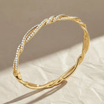 Load image into Gallery viewer, 14k Solid Gold Diamond Twist Bangle, Handmade Rope Bracelet Jwalin Jewels
