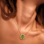 18K Solid Gold Natural Diamond “You Are My Sunshine” Pendant Necklace