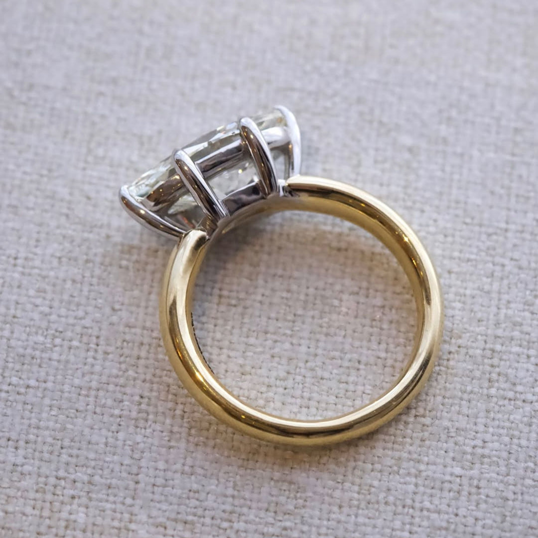 2.50ct Antique Moval Lab Diamond Engagement Ring | 14K Yellow Gold