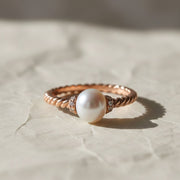 Pearl and Lab Grown Diamond Gold Ring, Pave Set 6mm Pearl, Engagement or Wedding Jewelry, 9K, 14K, 18K Gold, Classic Statement Ring