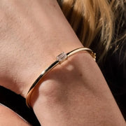 14K Gold Emerald Cut Lab Diamond Bangle Bracelet, Minimalist Fine Jewelry for Women Jwalin Jewels