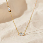 Load image into Gallery viewer, Marquise Cut Solitaire Pendant Necklace / Diamond Gold Necklace / Solid Gold Necklace
