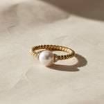 Load image into Gallery viewer, Pearl and Lab Grown Diamond Gold Ring, Pave Set 6mm Pearl, Engagement or Wedding Jewelry, 9K, 14K, 18K Gold, Classic Statement Ring