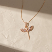 14K Solid Gold Diamond St. Michael Necklace, Archangel Pendant, Guardian Angel