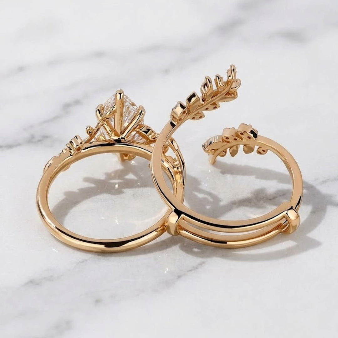 Marquise Diamond Nature Ring, 14K Solid Gold Lab Grown Diamond Ring, Branch Leaf Engagement Ring, Botanical Vine Ring, Gift for Her