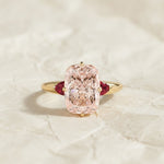 Load image into Gallery viewer, Cushion Lab Grown Pink Diamond Engagement Ring, 14K Yellow Gold trillion Ring