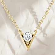 Diamond Solitaire Pendant: Lab Grown 0.10ct VS1 14k Gold Prong Setting