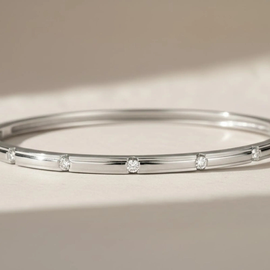 Handmade 14K Gold Lab Grown Diamond Bangle Bracelet Jwalin Jewels