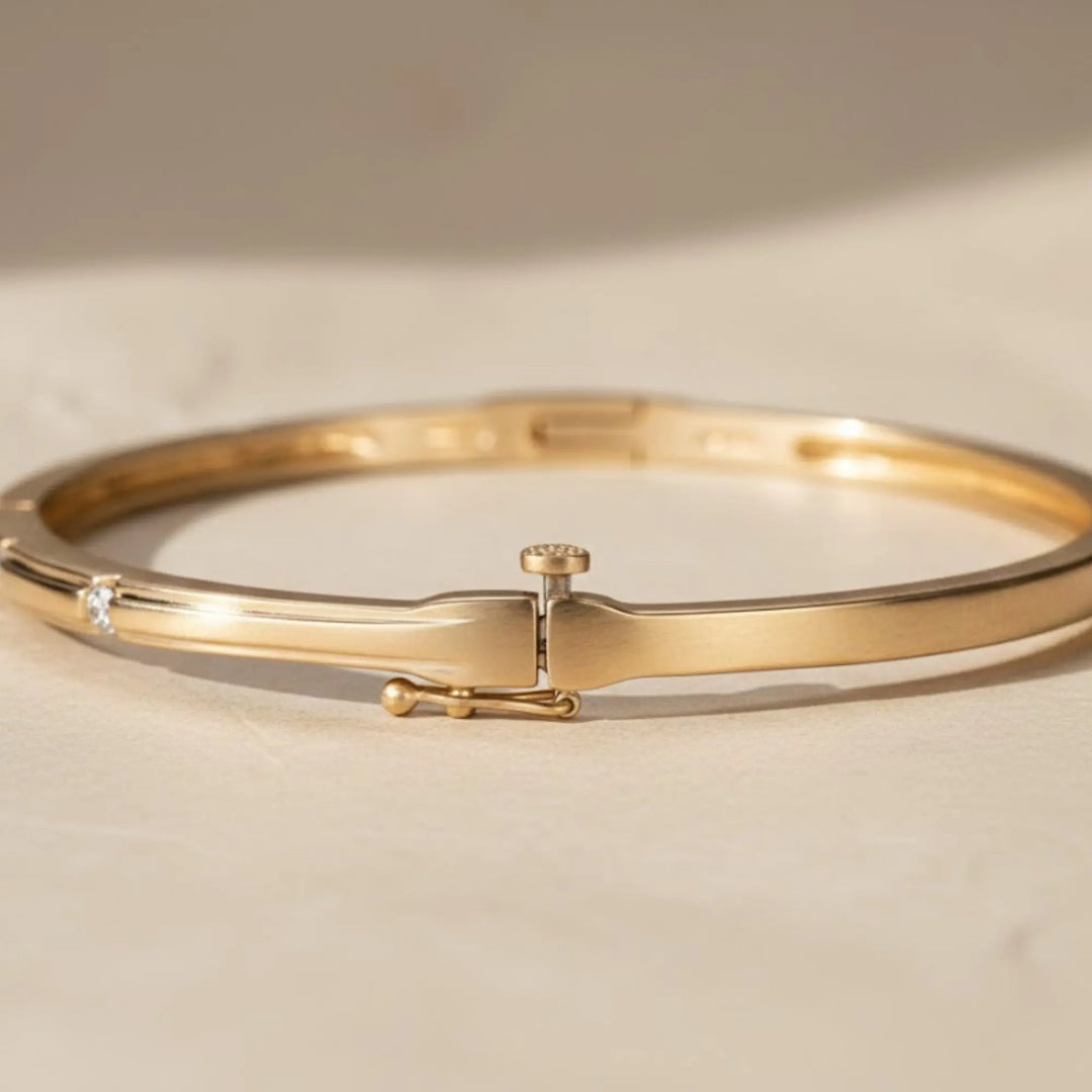 Handmade 14K Gold Lab Grown Diamond Bangle Bracelet Jwalin Jewels