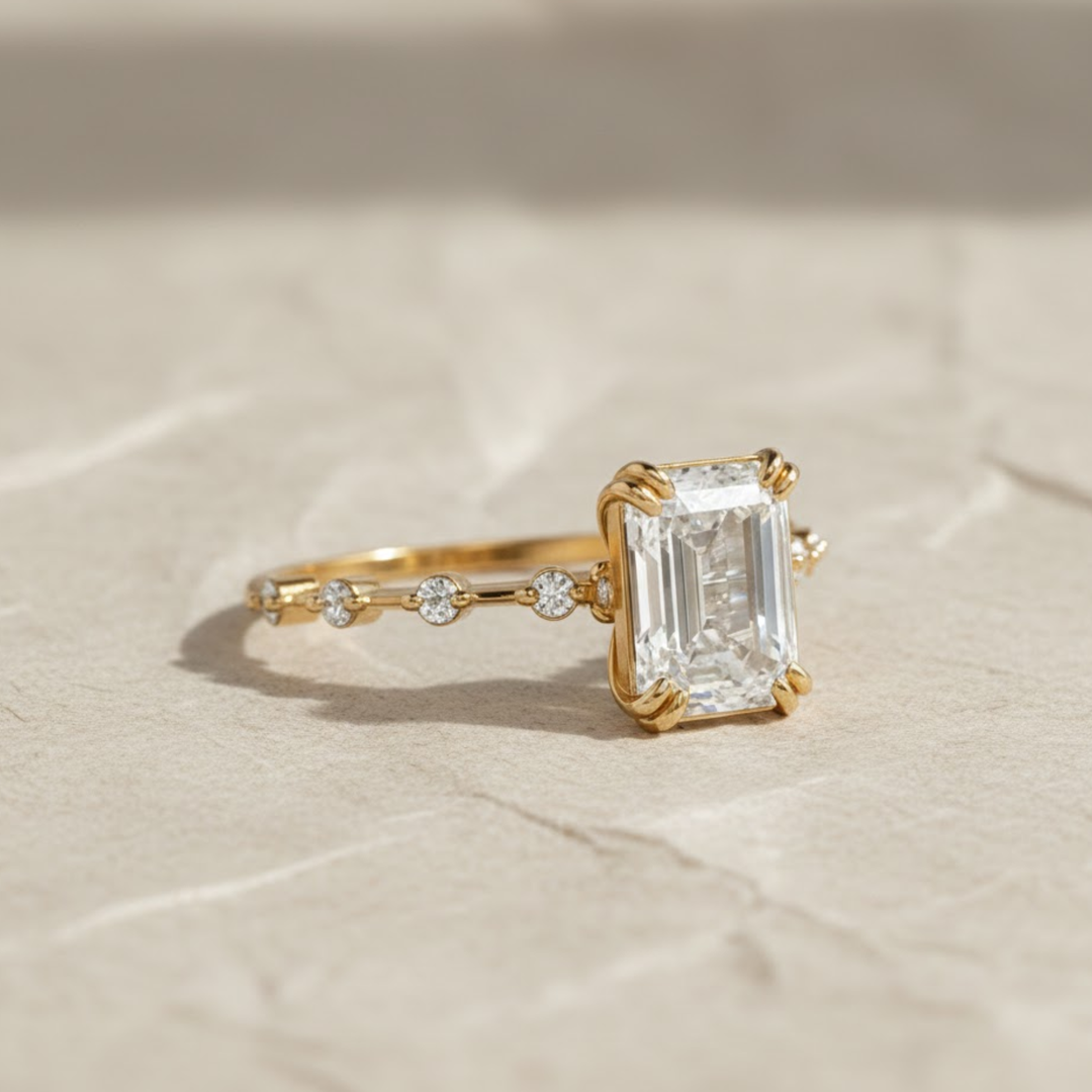 Lab Grown Diamond Emerald Cut Solitaire Ring 2.00ct F+ VS+ Gold Engagement Promise Anniversary Gift, Sustainable Luxury Diamond Ring