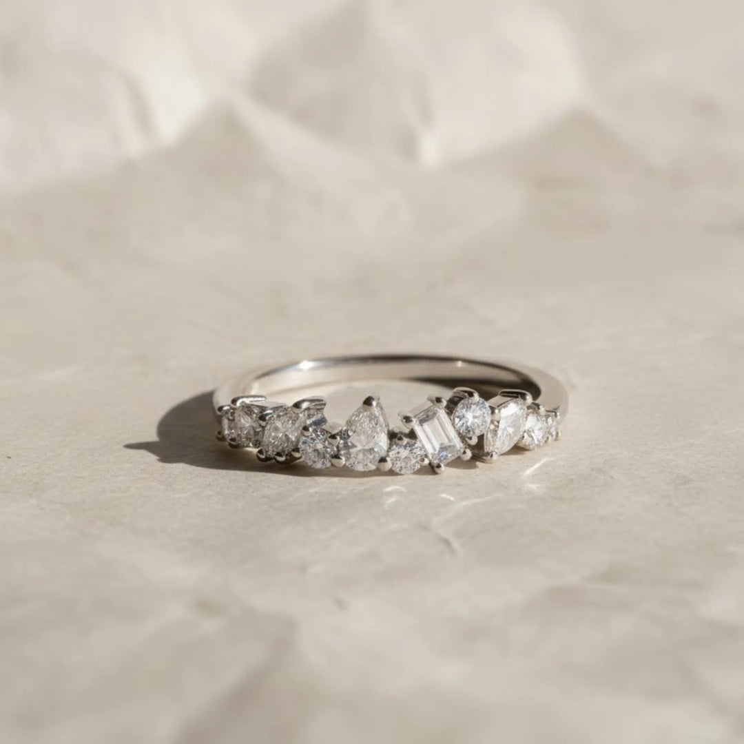 14k Gold Lab Grown Diamond Ring, Shared Prong Wedding Band Jwalin Jewels