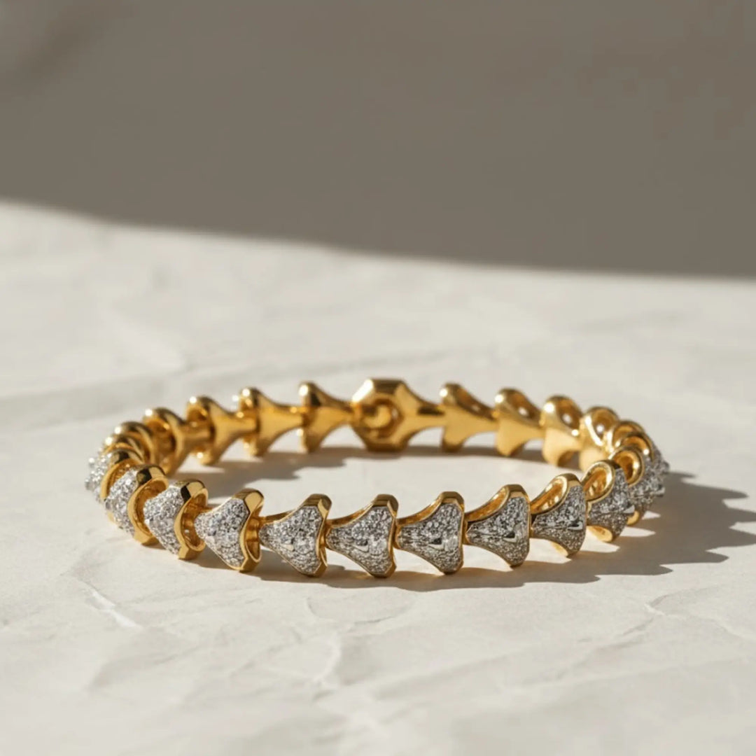 Solid gold pave bracelet for men, 4.90 CT lab-grown round diamond,anniversary gift,designer statement jewelry,white/yellow/rose gold options Jwalin Jewels