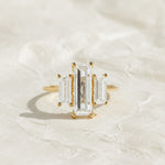 Load image into Gallery viewer, 2 Carat Baguette Lab Grown Diamond Ring in 14k Yellow Gold: Minimalist Diamond Engagement Ring