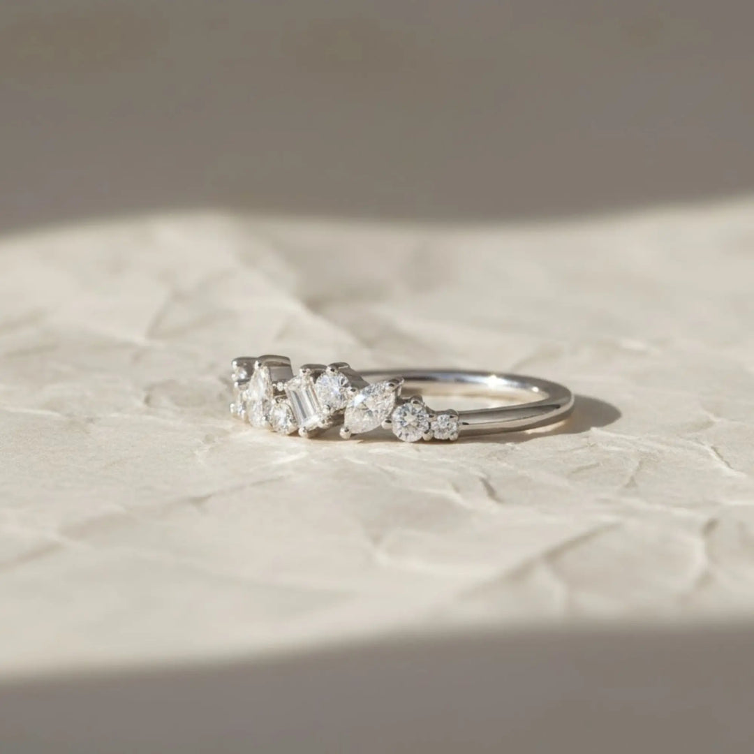 14k Gold Lab Grown Diamond Ring, Shared Prong Wedding Band Jwalin Jewels