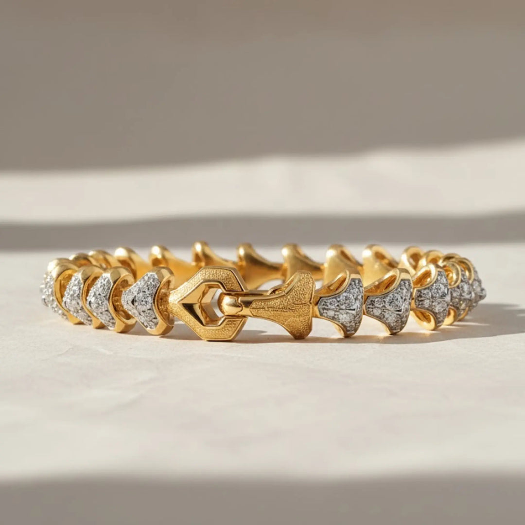 Solid gold pave bracelet for men, 4.90 CT lab-grown round diamond,anniversary gift,designer statement jewelry,white/yellow/rose gold options Jwalin Jewels