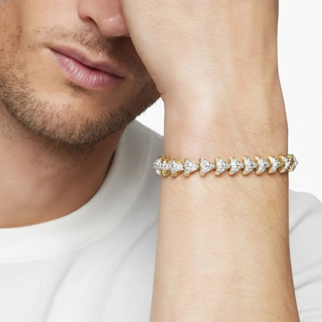 Solid gold pave bracelet for men, 4.90 CT lab-grown round diamond,anniversary gift,designer statement jewelry,white/yellow/rose gold options Jwalin Jewels