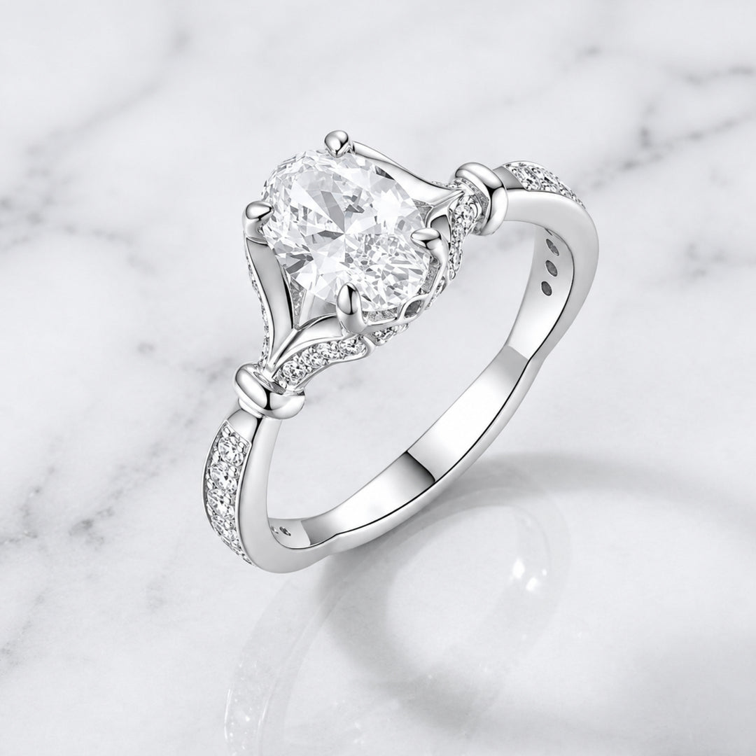 14K Solid Gold 2.25 CT Oval Cut Lab Grown Diamond Engagement Ring