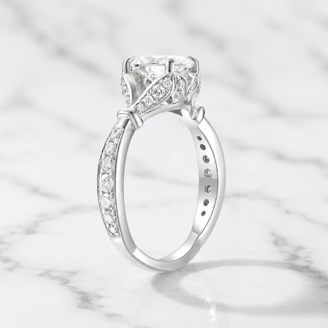14K Solid Gold 2.25 CT Oval Cut Lab Grown Diamond Engagement Ring