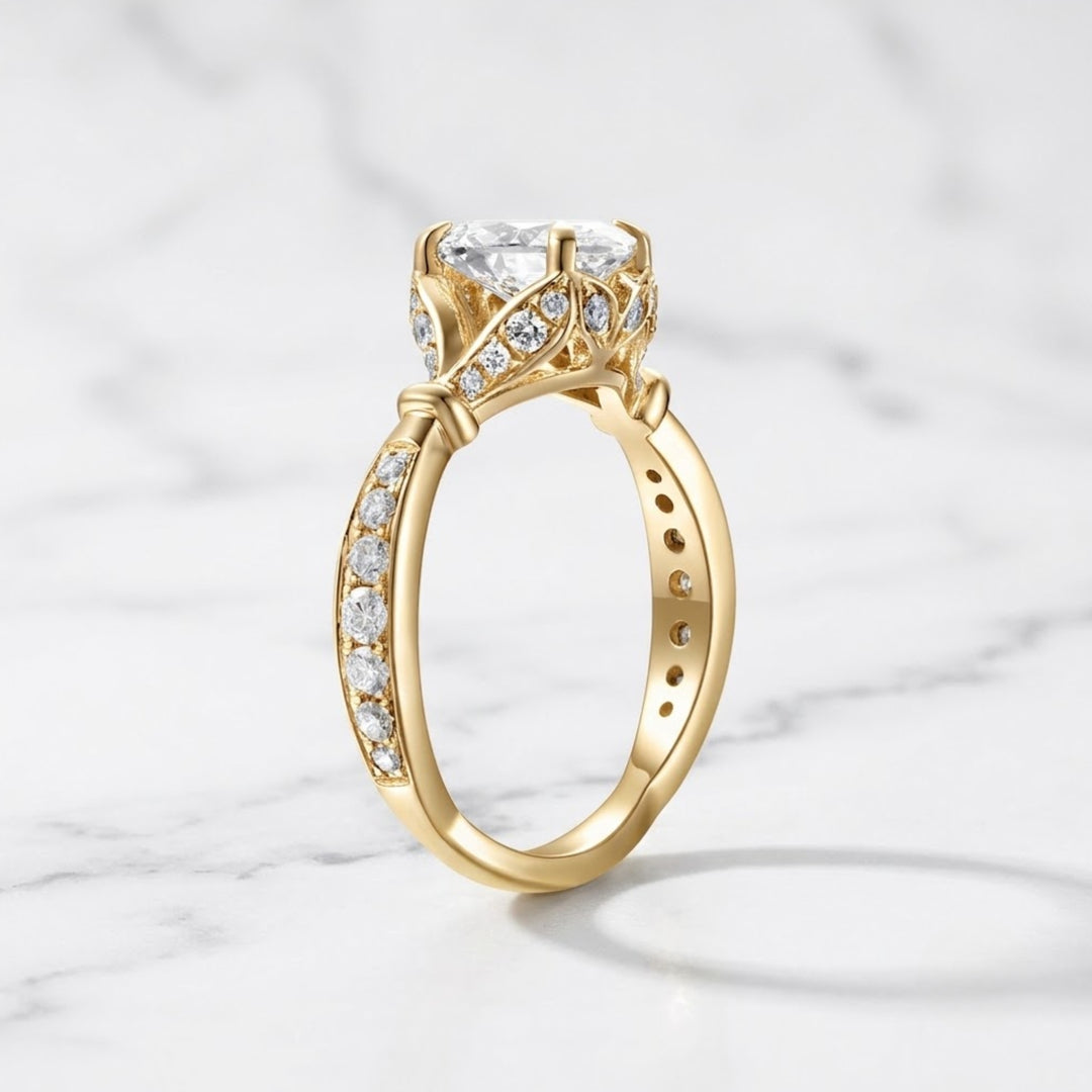 14K Solid Gold 2.25 CT Oval Cut Lab Grown Diamond Engagement Ring