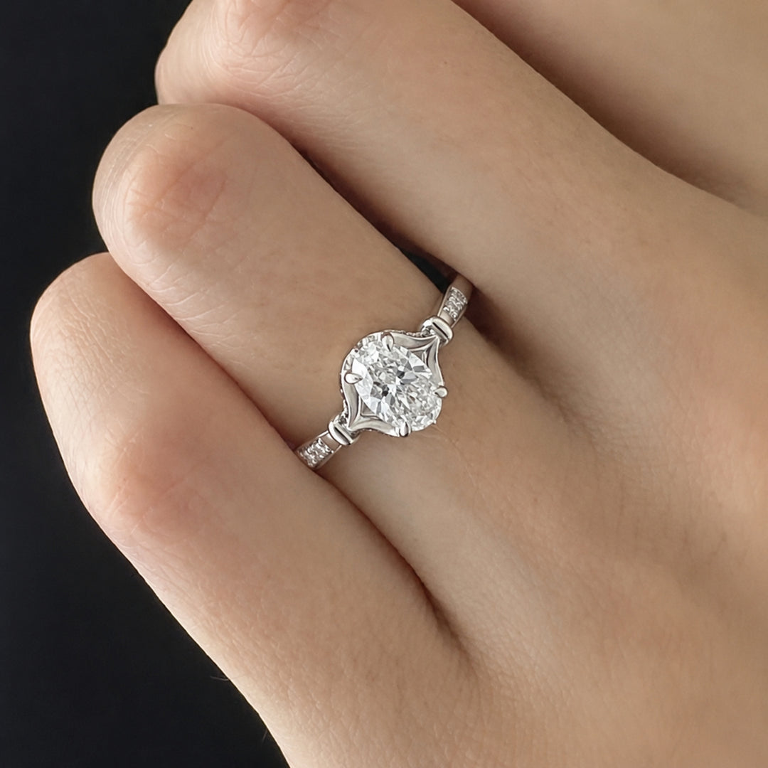 14K Solid Gold 2.25 CT Oval Cut Lab Grown Diamond Engagement Ring