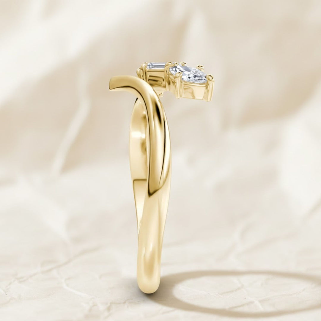 Diamond Wrap Ring, Prong Set Diamond Open Ring, Minimal Wrap Ring for Women, Gift for Her, Anniversary Ring, Stacking ring