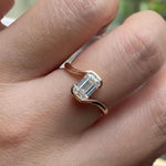 Load image into Gallery viewer, Lab Grown Emerald Cut Diamond Ring, 2.00ct F+ VS+ Certified Bezel Set Gold Band,Romantic Anniversary Gift for Wife, Modern Women's Gold Ring
