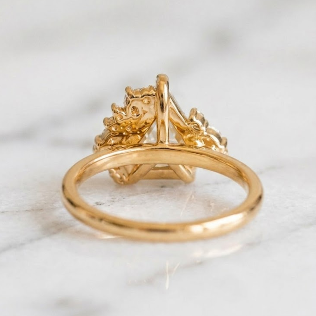 Lab Diamond Kite Cluster Ring, Shield Cut Engagement Ring, Celestial Diamond Ring, Unique Bridal Ring Gold, Engagement Ring, Gift For Her