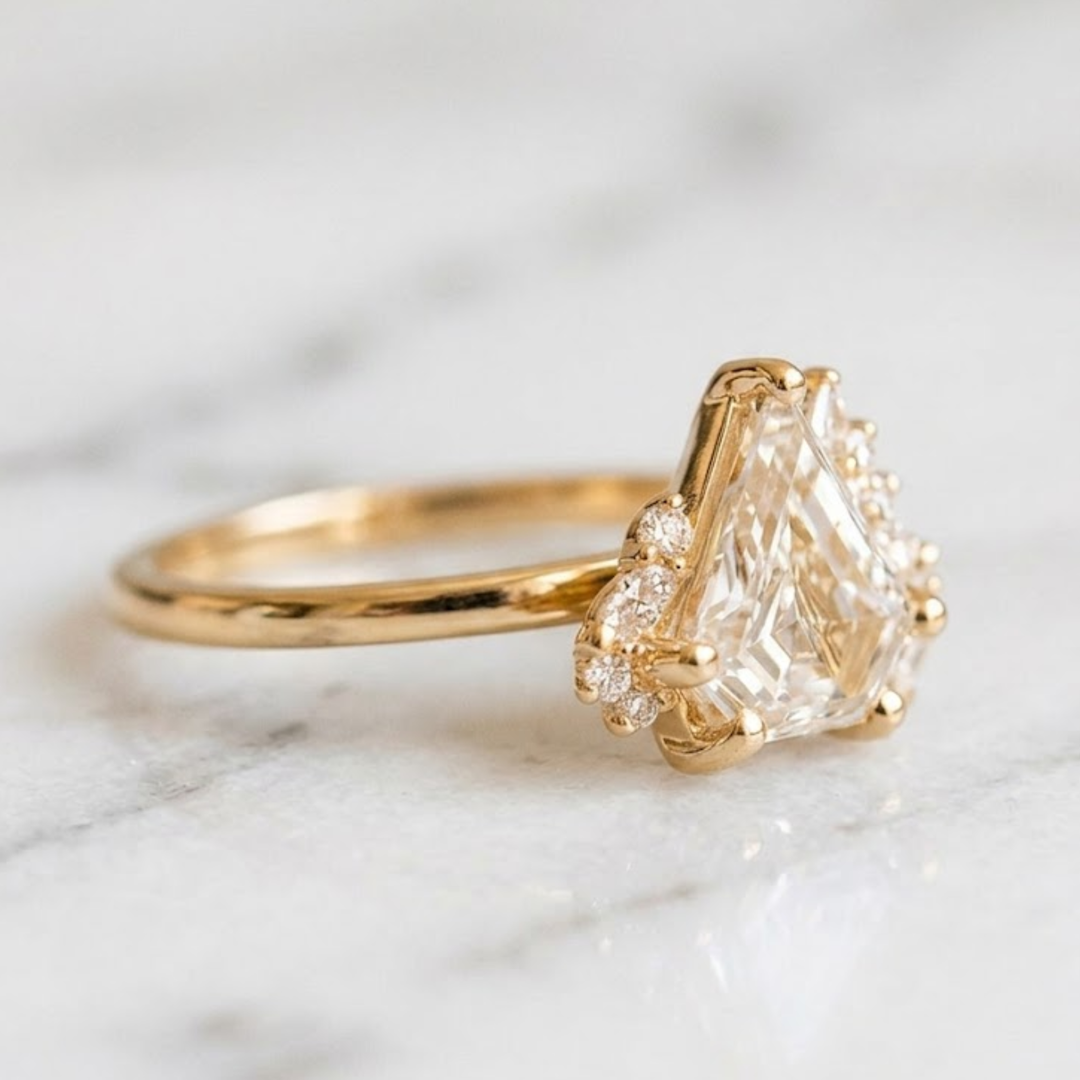Lab Diamond Kite Cluster Ring, Shield Cut Engagement Ring, Celestial Diamond Ring, Unique Bridal Ring Gold, Engagement Ring, Gift For Her