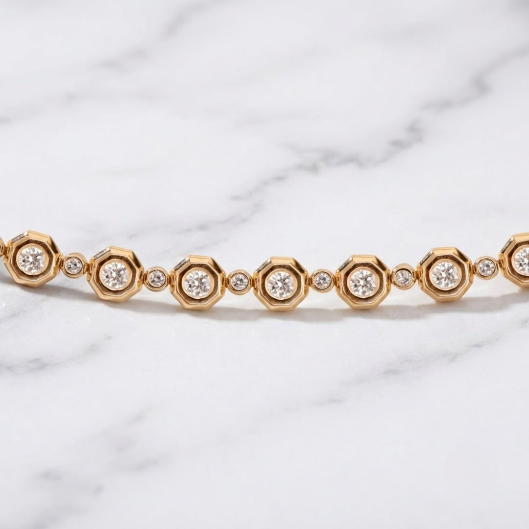 1.45 Carat Natural Diamond Honey Comb Tennis Bracelet