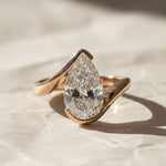 Load image into Gallery viewer, Lab Grown Pear Cut Diamond Wrap Ring, 14K Gold Bypass Engagement, Bridal, Anniversary Gift, VS+ F+ Clarity, SGL &amp; IGI Certified