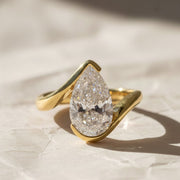 Lab Grown Pear Cut Diamond Wrap Ring, 14K Gold Bypass Engagement, Bridal, Anniversary Gift, VS+ F+ Clarity, SGL & IGI Certified