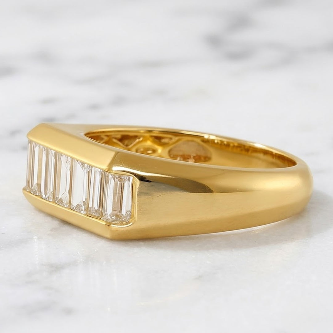 1.28 CT Baguette Cut Diamond Eternity Band, Modern Bezel Set Gold Wedding Ring 14KT Gold