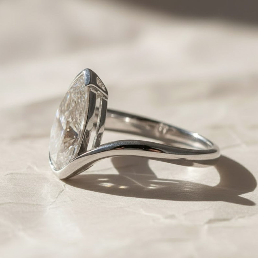 Lab Grown Pear Cut Diamond Wrap Ring, 14K Gold Bypass Engagement, Bridal, Anniversary Gift, VS+ F+ Clarity, SGL & IGI Certified