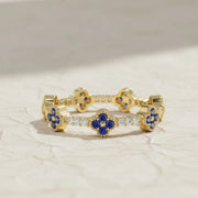 Sapphire Ring / 14k Full Eternity Sapphire and Diamond Ring / Stacking Ring / Sapphire Stackable Ring / September Birthstone Birthday Gift Jwalin Jewels