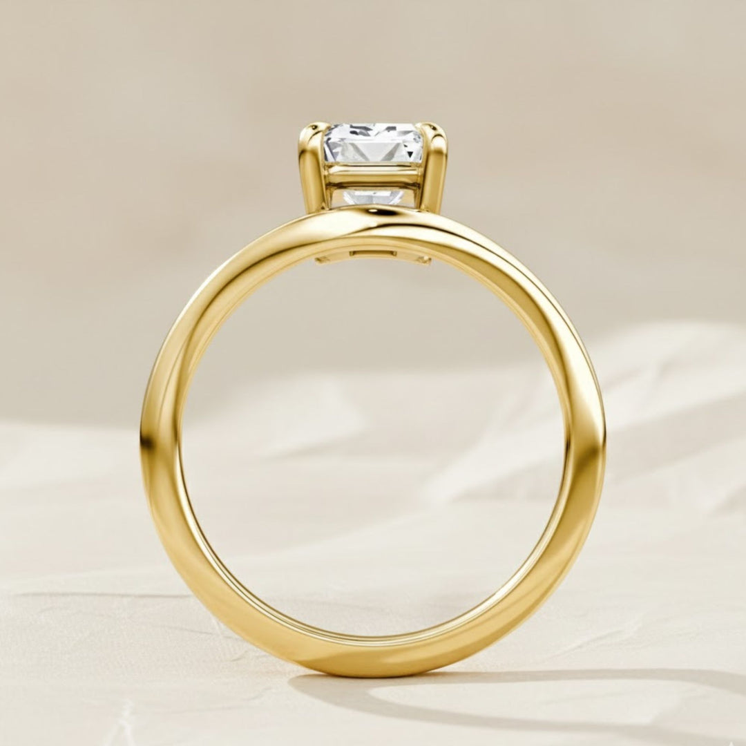 Lab Grown Diamond Ring/ IGI Certified Emerald Cut Diamond Engagement Ring/ Solid 14K Gold Ring