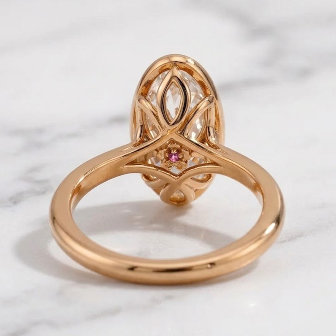 1.52ct Oval Bezel Ring With Hidden Ruby Surprise