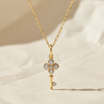 Load image into Gallery viewer, 18K Solid Gold Mini Key Diamond Pendant Necklace,Dainty Lab Grown Diamond Charm Necklace, Everyday Jewelry,Gift for her,Graduation gift