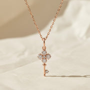 18K Solid Gold Mini Key Diamond Pendant Necklace,Dainty Lab Grown Diamond Charm Necklace, Everyday Jewelry,Gift for her,Graduation gift