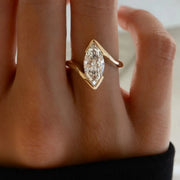 Lab Grown Marquise Diamond Ring, 2.00ct White F+ VS+ Certified, 9K & 14K Gold Bypass Engagement or Anniversary Gift, Modern Swirl Design Jwalin Jewels