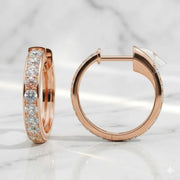 14k Solid Gold Diamond Huggies, Solid Gold Mini Hoops, Small Diamond Gold Huggie Earrings, Small Hoop Earrings