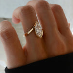 Load image into Gallery viewer, Lab Grown Marquise Diamond Ring, 2.00ct White F+ VS+ Certified, 9K &amp; 14K Gold Bypass Engagement or Anniversary Gift, Modern Swirl Design