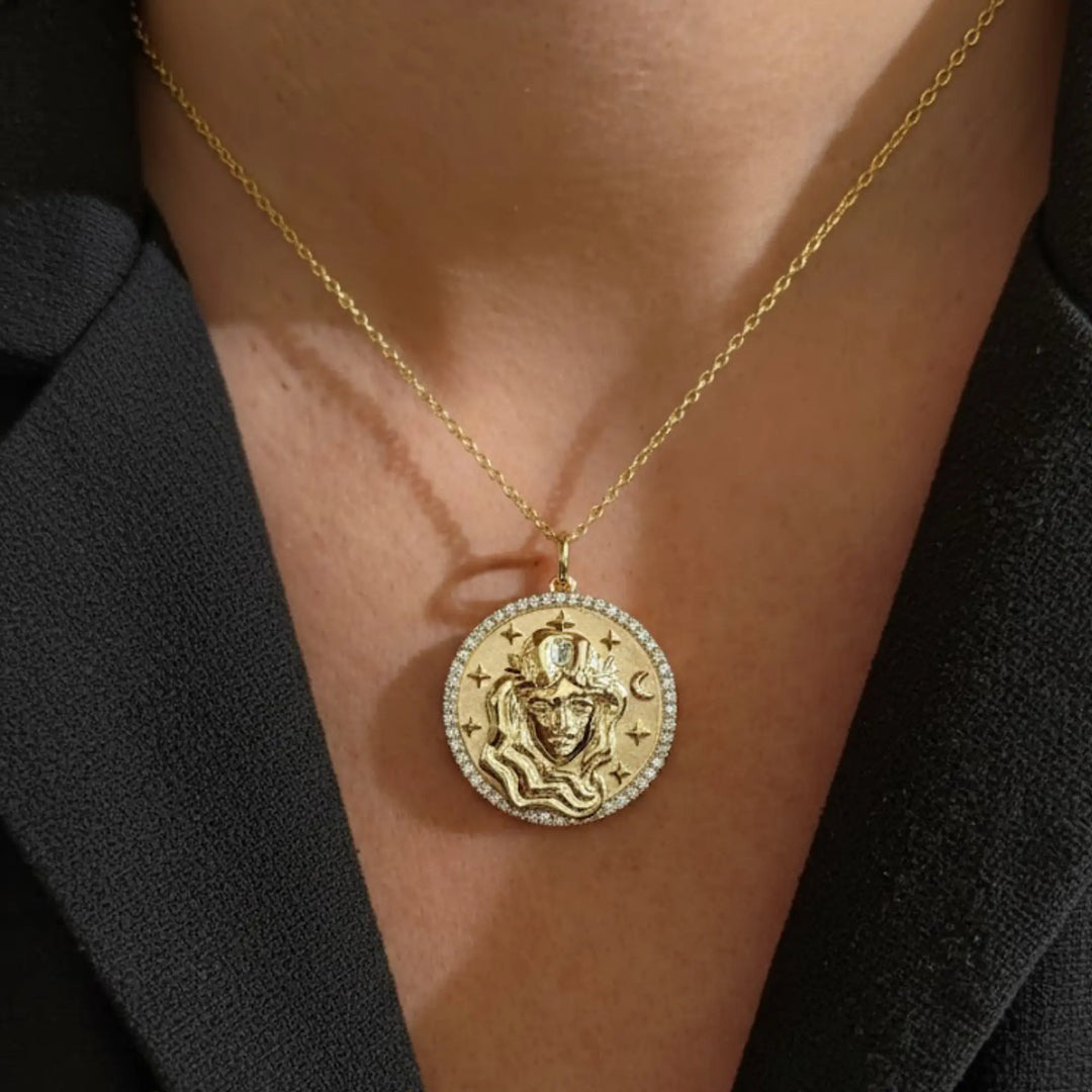 14K Solid Gold Virgo Necklace: Handmade Zodiac Charm Jwalin Jewels