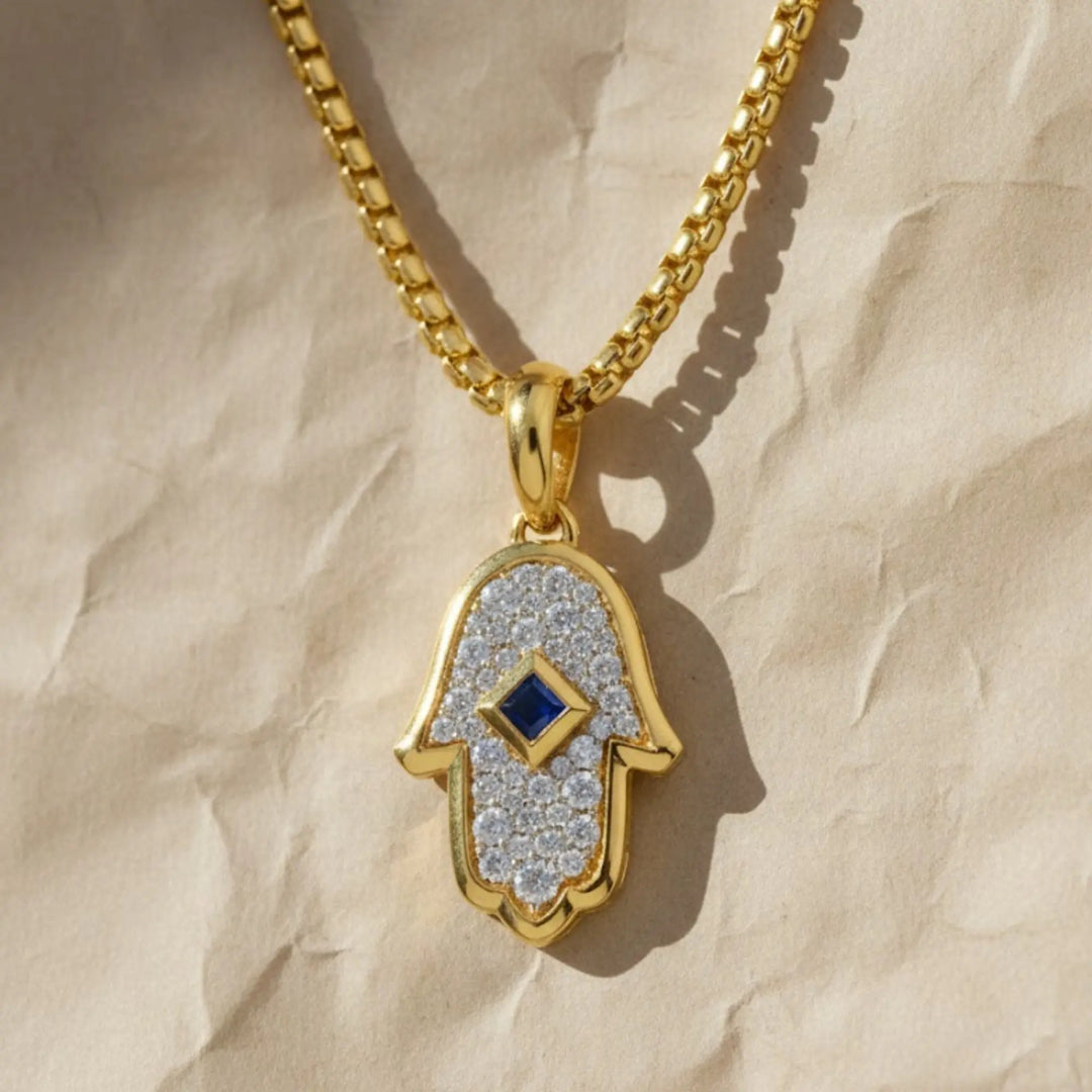 14K Gold Lab Grown Diamond Hamsa Pendant • Pave Hand Charm • Protective Amulet Necklace Charm Jwalin Jewels