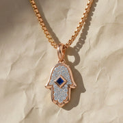 14K Gold Lab Grown Diamond Hamsa Pendant • Pave Hand Charm • Protective Amulet Necklace Charm Jwalin Jewels