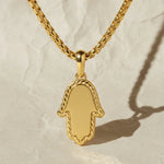 Load image into Gallery viewer, 14K Gold Lab Grown Diamond Hamsa Pendant • Pave Hand Charm • Protective Amulet Necklace Charm Jwalin Jewels