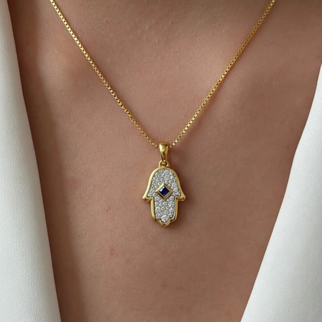 14K Gold Lab Grown Diamond Hamsa Pendant • Pave Hand Charm • Protective Amulet Necklace Charm Jwalin Jewels
