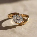 Load image into Gallery viewer, Lab Grown Diamond Ring, 2.00ct Oval Cut, 9K &amp; 14K Gold, Prong Setting, Engagement, Solitaire, Modern Bypass Design, VS+ Clarity, F+ Color