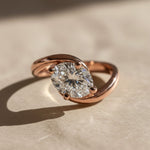 Load image into Gallery viewer, Lab Grown Diamond Ring, 2.00ct Oval Cut, 9K &amp; 14K Gold, Prong Setting, Engagement, Solitaire, Modern Bypass Design, VS+ Clarity, F+ Color