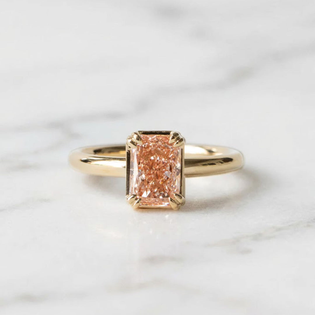 1.51 CT Pink Radiant Double Prong Ring, Pink Radiant Lab Grown Diamond Ring, Radiant Solitaire Ring For Women, Proposal Ring, Wedding Gift